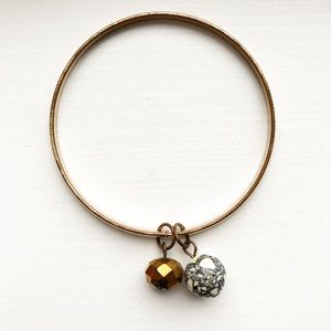 Vintage thin gold stacking bangle charm bracelet
